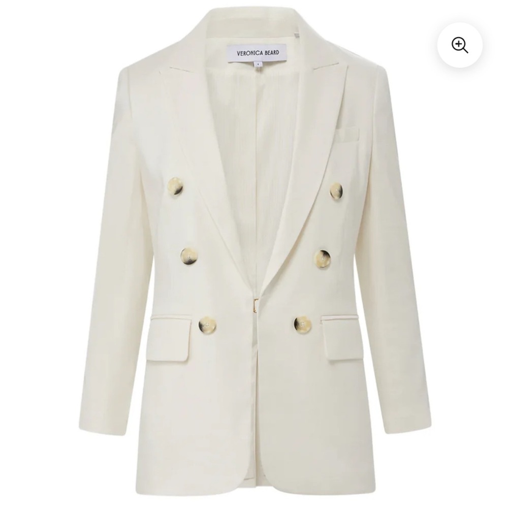 Veronica Beard Cream Blazer off white stretch linen